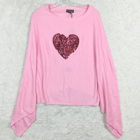 Victoria Harbour‎ Womens Poncho Sweater Pink Heat Red Sequins Knit OS New - Picture 1 of 8